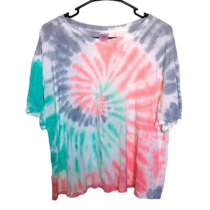 NO BOUNDARIES Pink, Blue, White, & Gray Tye-Dye Loose T-Shirt